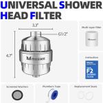 MYWER F2 Shower Filter Head for Hard Water - Premium Filtered Shower Head - Removes 99.99% Chlorine, 100% No Leaks and High Output - Shower Water Filter - Bathroom Shower Filter
