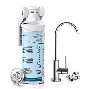 Frizzlife Under Sink Water Filter-NSF/ANSI 53&42 Certified Drinking Water Filtration System-0.5 Micron Removes Lead, Chlorine,Bad Taste & Odor, W/Dedicated Faucet