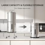 2.25G Gravity Water Filtration System - Water Level Window、NSF/ANSI 42&372 Certification,18/8 Stainless Steel Countertop Water Filter System - Reduce Up to 99.9% Chlorine, for Home, RVing