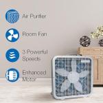 Lasko Air Flex Steel Portable Home Office 3 Speed Air Purifier Machine Box Room Fan with Manual Ergonomic Control Knob and 6 Foot Cord, White (2 Pack)