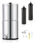 CO-Z Gravity-Fed Water Filter System, 2.25 Gallons Countertop Water Filtration System, 304 Stainless Steel Gravity Water Purifier with 2 Carbon Filters & Water Spigot, NSF/ANSI 42 Certification