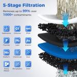 PureDrop RTW5 5 Stage Reverse Osmosis Water Filter System with Faucet and Tank - TDS Reduction Under Sink RO Water Filtration Plus Extra 3 Filters, 50 GPD, White