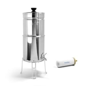 ProOne Big+ Gravity Water Filter System - High Capacity 3-Gallon Polished Stainless Steel NSF Certified Water Filter Dispenser & 1 Filter