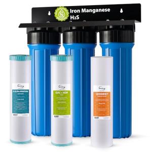 iSpring Whole House Water Filter System, Reduces Sediment, Iron, Hydrogen Sulfide, PFAS, Lead, Chlorine, Chloramine, Manganese, 3-Stage Whole House Water Filtration System, Model: WGB32B-MKS