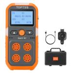 TopTes Guard-101 4 Gas Monitor Multi Gas Detector for H2S, CO, LEL and O2, with Vibration, Visual and Audible Alarms, 14h Long Battery Life, Safety Explosion-Proof, Gas Monitor for Work, Home - Orange