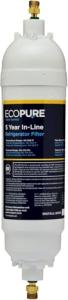 EcoPure EPINL30 5 Year in-Line Refrigerator Filter-Universal Includes Both 1/4" Compression and Push to Connect Fittings , White