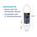 EcoPure EPINL30 5 Year in-Line Refrigerator Filter-Universal Includes Both 1/4" Compression and Push to Connect Fittings , White