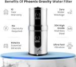 Phoenix Gravity-Fed 1.5 Gallon Stainless Steel Camping & Countertop Water Filter System with Authentic Black Phoenix Filter Elements and Stainless Steel Tap