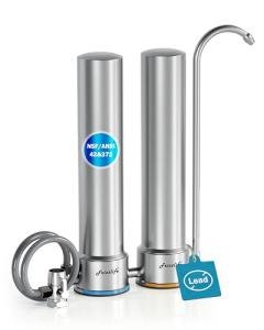 Frizzlife DS99 Countertop Water Filter System, 8-Stage Stainless Steel Faucet Water Filtration, 0.5 Micron NSF Certified Elements Reduces 99.99% Lead, Chlorine, Heavy Metals, Bad Taste & Odor