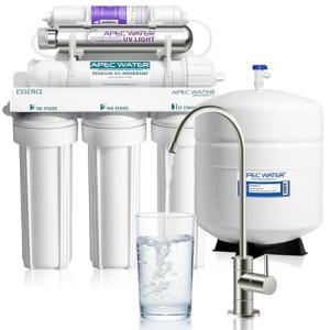 APEC Water Systems ROES-PHUV75 Essence Series Top Tier Alkaline Mineral and Ultra-Violet UV Sterilizer 75 GPD 7-Stage Ultra Safe Reverse Osmosis Drinking Water Filter System