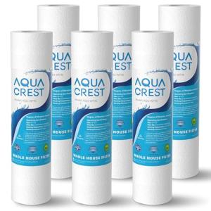 AQUA CREST AP110 Whole House Water Filter, Sediment Filter, 5 Micron, Replacement for 3M® Aqua-Pure AP110, Culligan® P5, APEC, GE FXUSC, Whirlpool®, Any 10" x 2.5" Home Water Filter, Pack of 6
