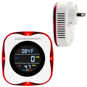 CHENGHEM Carbon Monoxide Detector, Plug-in CO Detector with LCD Temperature and Humidity Display, 3-in-1 Carbon Monoxide Detector & Indoor Air Quality Monitor for Homes Offices RV Hotel(1Pack)