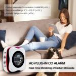 CHENGHEM Carbon Monoxide Detector, Plug-in CO Detector with LCD Temperature and Humidity Display, 3-in-1 Carbon Monoxide Detector & Indoor Air Quality Monitor for Homes Offices RV Hotel(1Pack)