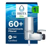 Brita Faucet Mount System, Water Faucet Filtration System with Filter Change Reminder, Reduces 99% of Lead, Made Without BPA, Fits Standard Faucets Only, Elite, Chrome, Includes 1 Replacement Filter