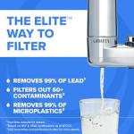 Brita Faucet Mount System, Water Faucet Filtration System with Filter Change Reminder, Reduces 99% of Lead, Made Without BPA, Fits Standard Faucets Only, Elite, Chrome, Includes 1 Replacement Filter