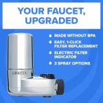 Brita Faucet Mount System, Water Faucet Filtration System with Filter Change Reminder, Reduces 99% of Lead, Made Without BPA, Fits Standard Faucets Only, Elite, Chrome, Includes 1 Replacement Filter