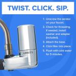 Brita Faucet Mount System, Water Faucet Filtration System with Filter Change Reminder, Reduces 99% of Lead, Made Without BPA, Fits Standard Faucets Only, Elite, Chrome, Includes 1 Replacement Filter