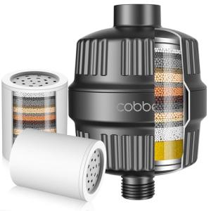 Cobbe Shower Filter for Hard Water Shower Head Filter - with Replaceable Filter Cartridges - High Output Shower Water Filter for Removing Chlorine and Harmful Substance, Matte Black