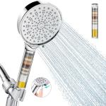 Cobbe Filtered Shower Head with Handheld, High Pressure 6 Spray Mode Showerhead with Filters, Water Softener Filters Beads for Hard Water - Remove Chlorine - Reduces Dry Itchy Skin, Chrome