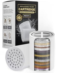 AquaHomeGroup 20 - Stage Replacement Premium Filter Cartridge 2-pack (No Housing), Compatible with Any Shower Filter of Similar Design 15 and 20 stages