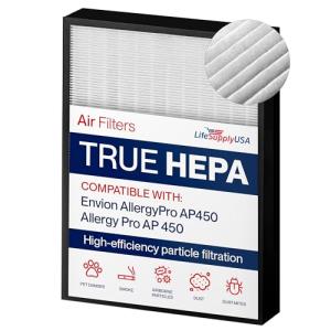 LifeSupplyUSA True HEPA Filter Replacement Compatible with Envion AllergyPro AP450 Air Purifier