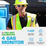 USA NIST Calibrated 4 Gas Monitor by Forensics | O2, CO, H2S, LEL | USB Recharge |