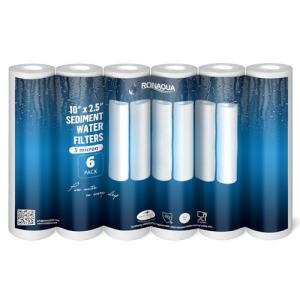 Ronaqua 5 Micron Sediment Water Filter Cartridge 10"x2.5", NSF Certified, 4-Layer Filtration for any 10-inch RO Units & Whole House Systems, Compatible with Culligan P5, AP110, WHKF-GD05, 6 Pack