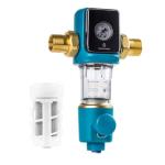 BriskSpring Automatic Cleaning Filter Screen, Spin Down Sediment Water Filter, 1" MNPT + 3/4" FNPT, 300 Micron Reusable Whole House Water Filter System for Well Water with Built-in Housing Scraper