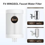 𝗪𝗜𝗡𝗚𝗦𝗢𝗟 Faucet Water Filter Replacement Cartridge, Reduce 99.6% Lead Chlorine Odor, Alkalize Water, Mineralize Water, Multi-function NSF/ANSI 42&53, Compatible with WINGSOL Faucet Filter