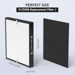 3-Pack FLT5900 True HEPA Replacement Filter J and UV-C Replacement Bulb Compatible with Purifier AC5900WCA and AC5900WDLX