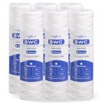 Whole House Water Filter Cartridge Replacement for Well Water, 5 Micron Water Filter 10" x 2.5" String Wound Sediment Water Filter Compatible with AP110, WFPFC4002, CFS110 & 10 inch RO Unit - 6 Pack