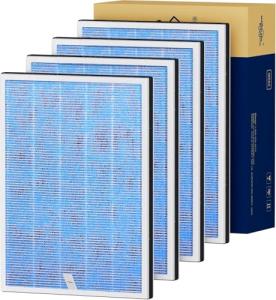 Membrane Solutions MSA3/MSA3S Genuine Original Air Purifier Filter Replacement 4 Pack, Upgraded 4-in-1 H13 True HEPA Filter with OdallerPure Technology,