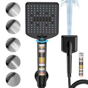 Filtered Shower Head - Matte Black, 6 Modes