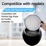 Nispira Filter Replacement for Holmes Egg Air Purifier 360° HAP600B-TU True HEPA Air Intake Removes Dust, Contaminants, 1 Pack