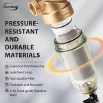 iSpring WSP-50 Reusable Whole House Spin Down Sediment Water Filter, 50 Micron Flushable Prefilter Filtration, 1" MNPT + 3/4" FNPT, Lead-Free Brass