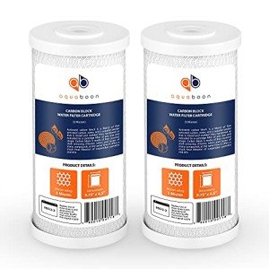 Aquaboon Carbon Block Water Filters - 5 Micron 10 x 4.5" Whole House Water Filter Replacement Cartridge for Water Filtration System - Compatible with WFHDC8001, GE FXHTC, CB-BB-10, EPM, EP-BB, 2-Pack