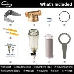 iSpring WSP-50 Reusable Whole House Spin Down Sediment Water Filter, 50 Micron Flushable Prefilter Filtration, 1" MNPT + 3/4" FNPT, Lead-Free Brass