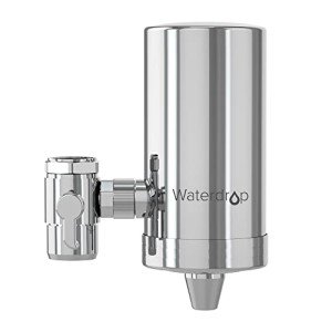 Waterdrop Stainless-Steel Faucet Water Filter, Carbon Block Water Filtration System, Tap Water Filter, Reduces Chlorine, Heavy Metals and Bad Taste, 𝐅𝐢𝐭𝐬 𝐒𝐭𝐚𝐧𝐝𝐚𝐫𝐝 𝐅𝐚𝐮𝐜𝐞𝐭 (1 Filter)