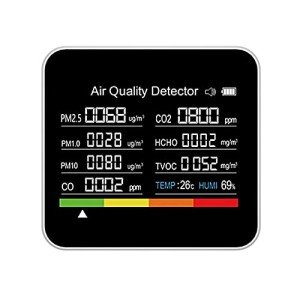 Mingzhe 9 in 1 Air Quality Monitor CO2 Meter Carbon Dioxide Detector CO2 CO TVOC HCHO PM2.5 PM1.0 PM10 Temperature Humidity Detection