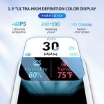 CEKKIENA [3-in-1] Carbon Monoxide Detector Portable Mini Air Quality Monitor Lanyard & Kickstand Smoke Alarm CO Meter Temperature Humidity Sensor Built-in 1000mAh Battery Indoor/Outdoor (Grey) D6