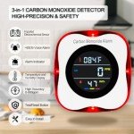 CHENGHEM Carbon Monoxide Detector, Plug-in CO Detector with LCD Temperature and Humidity Display, 3-in-1 Carbon Monoxide Detector & Indoor Air Quality Monitor for Homes Offices RV Hotel(1Pack)