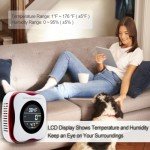 CHENGHEM Carbon Monoxide Detector, Plug-in CO Detector with LCD Temperature and Humidity Display, 3-in-1 Carbon Monoxide Detector & Indoor Air Quality Monitor for Homes Offices RV Hotel(1Pack)