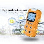 XLA Alert Portable Gas Detector, Gas Clip 4 Gas Monitor Meter Tester Analyzer, Rechargeable LCD Display Sound Light Shock Air Quality Tester, 2 Year Detector…