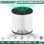 CHAMONNY B-D02U Filter Replacement, Compatible with VEWIOR B-D02U Air Purifier and MOO-KA B-D02L and KOIOS B-D02L Air Purifier, 3-in-1 H13 True HEPA Filter and Activated Carbon Filter, 4Pack