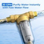 Waterdrop Spin Down Sediment Filter, Backwash Whole House Water Filter System for Well Water, 40-50 Micron, 1" MNPT + 3/4" FNPT + 3/4"MNPT, Traps Sand, BPA Free, WD-RPFK