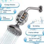 Filtered Shower Head High Pressure Shower Filter Hard Water Filter Remove Chlorine Fluoride Harmful Substances Coconut Shell Activated Carbon Reduce Heavy Metals Other Sediments Vitamin C Aqua Earth