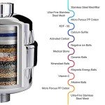 Filtered Shower Head High Pressure Shower Filter Hard Water Filter Remove Chlorine Fluoride Harmful Substances Coconut Shell Activated Carbon Reduce Heavy Metals Other Sediments Vitamin C Aqua Earth