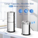 OEMIRY 3.25G Gravity Water Filter System, NSF/ANSI 42&372 Standard, 304 Stainless Steel Countertop System with 3 Carbon Filters and Stand, Reduce 99% Chlorine and Lead