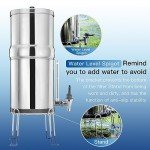 FACHIOO Gravity-fed Water Filter System, 2.25 Gallon Stainless Steel Countertop System with 2 Ceramics Filters Washable Filters, Metal Water Level Spigot and Stand,Reduce up to 99% Chlorine