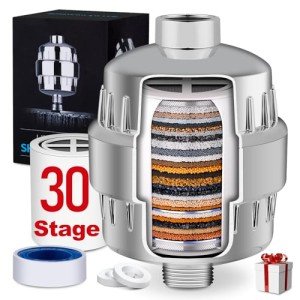 AISMIHO 30 Stage Shower Filter, Shower Filter for Hard Water - High Output Shower Water Filter to Remove Chlorine Fluoride Heavy Metals, Improves the Condition of Your Skin, Hair and Nails
